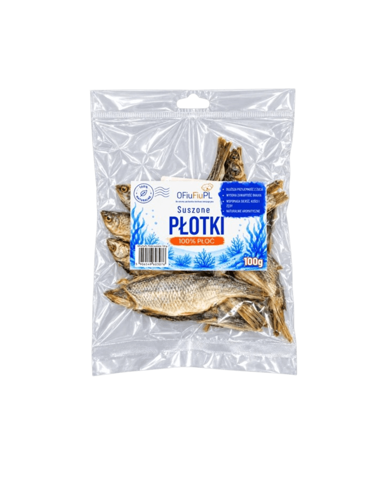 Suszone PŁOTKI dla Psa – Naturalny Chrupiący Przysmak Rybny 100 g