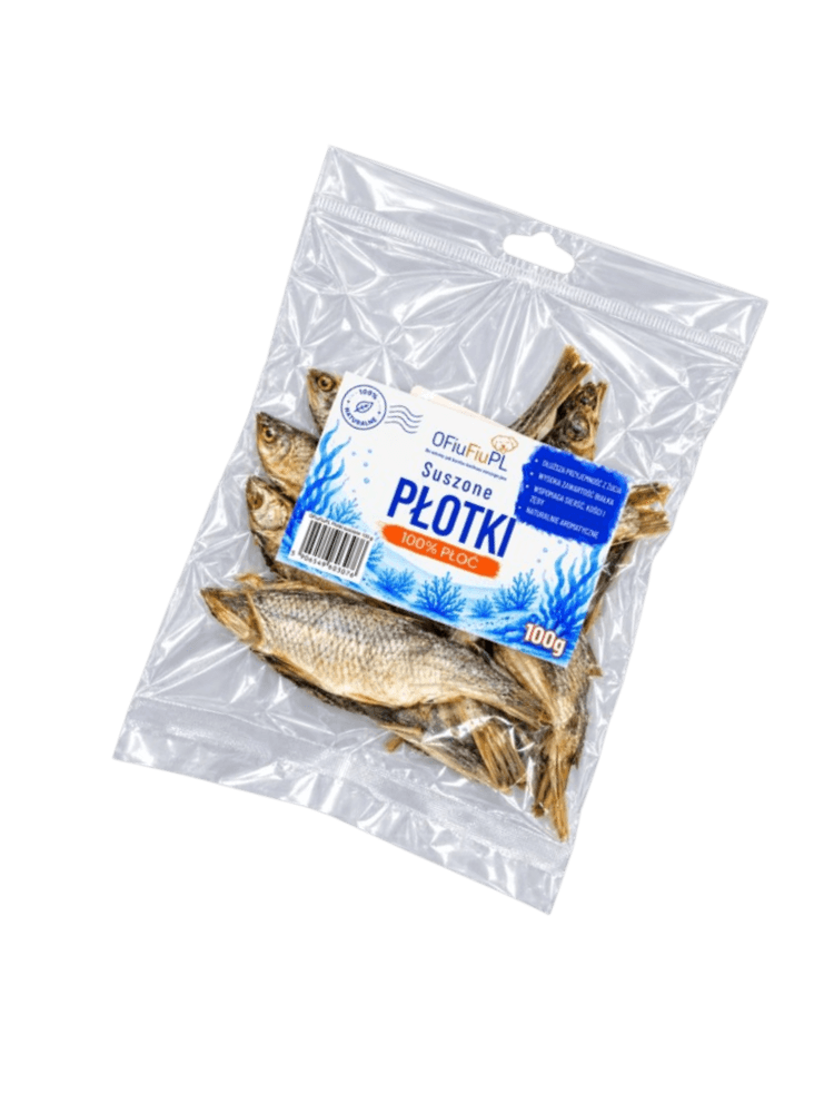Suszone PŁOTKI dla Psa – Naturalny Chrupiący Przysmak Rybny 100 g