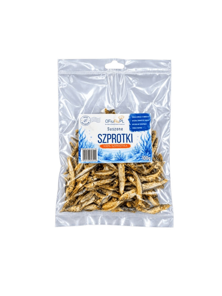 Suszone SZPROTKI dla Psa – Naturalna Chrupiąca Przekąska Morska 100 g