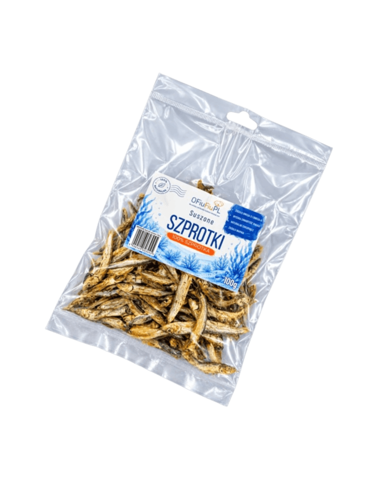 Suszone SZPROTKI dla Psa – Naturalna Chrupiąca Przekąska Morska 100 g