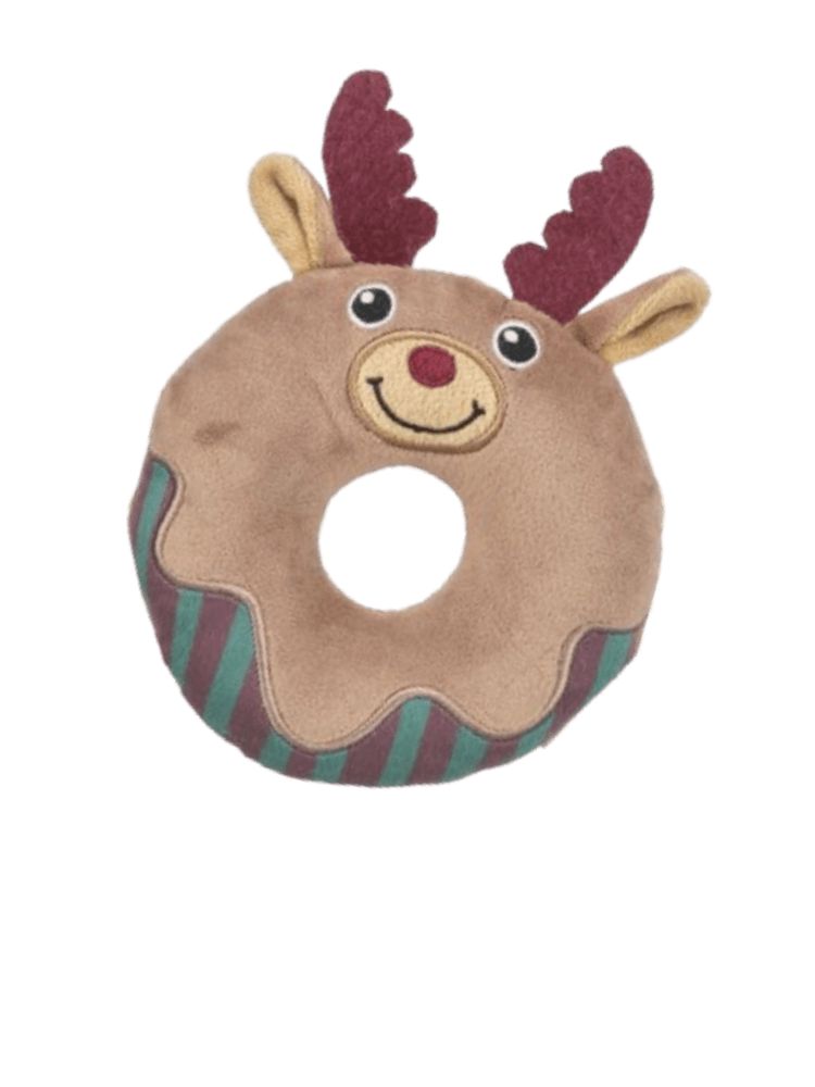 Xmas Donut Łoś –Świąteczna Zabawka dla psa, 14 cm
